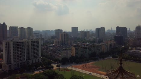 día-hora-guangazhou-ciudad-chigang-famosa-pagoda-panorama-aéreo-4k-china