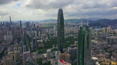 China-Tag-Zeit-Shenzhen-Stadtbild-bekannten-Bauwerken-aerial-Panorama-4k