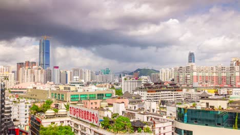 sunny-day-shenzhen-cityscape-rooftop-panorama-4k-timelapse-china