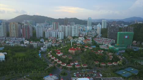 Tag-Zeit-Zhuhai-Stadt-Bau-industrieller-Luxus-komplexe-aerial-Panorama-4k-china