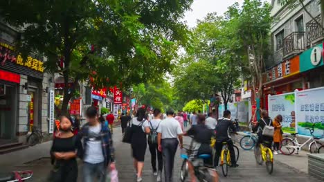 day-wuhan-city-famous-tourist-pedestrian-street-walking-panorama-4k-time-lapse-china