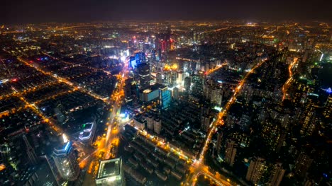 Horizonte-urbano-de-timelapse-de-Shangai-de-noche