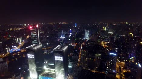 Luftaufnahme-von-Shanghai-Stadtbild-und-Skyline-bei-Nacht,-Shanghai,-China