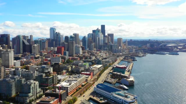 Aerial-drone-footage-of-Downtown-Seattle-WA