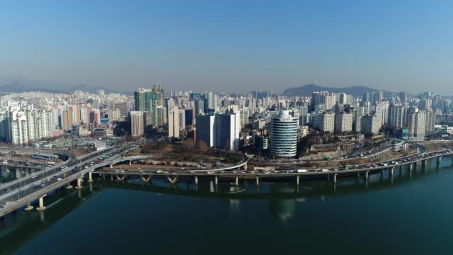 Aerial-of-Seoul,-South-Korea