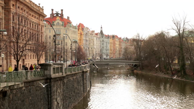 Cityscape-view-of-Prague-during-cold-winter-season.-Riverside-atmosphere-of-European-town