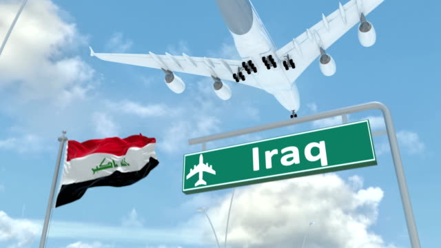 Irak,-Ansatz,-das-Flugzeug-zu-landen