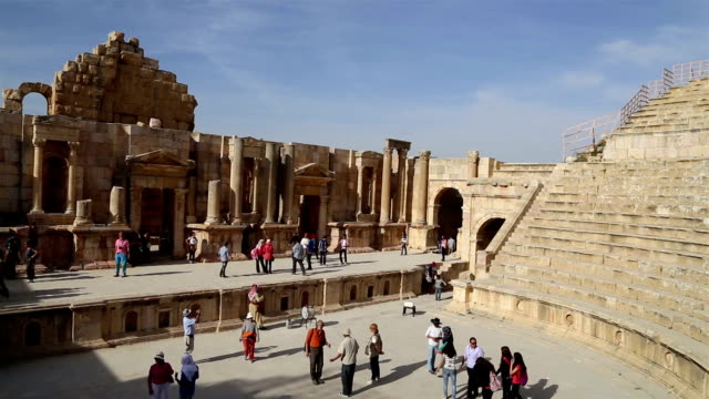 Anfiteatro-de-Jerash-(Gerasa-de-la-antigüedad),-el-capital-y-la-ciudad-más-grande-de-Jerash-Governorate,-Jordania