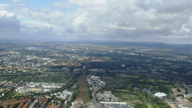 Roundview-of-Frankfurt-Skyline-and-Cityscape-from-Helicopter