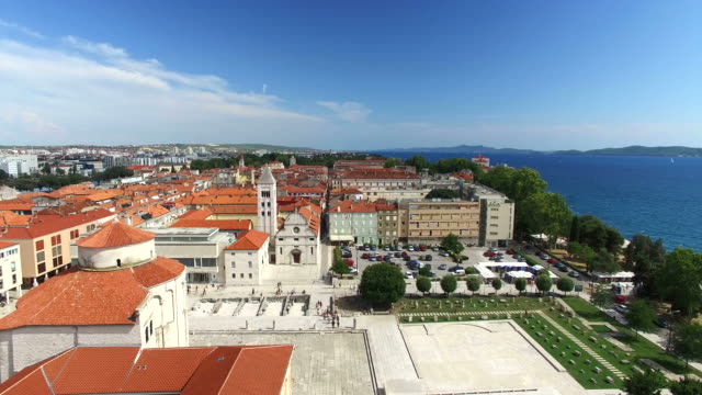 Aerial-view-of-historic-old-town-of-Zadar