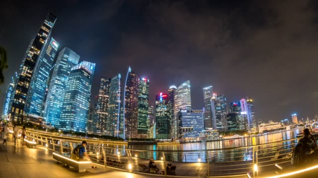 Singapore-city-skyline-night-motion-timelapse-(Hyperlapse),-Marina-Bay,-Singapore,-4K-Time-lapse