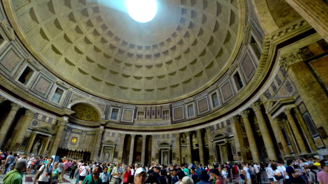 Italy-Rome-Pantheon-building-indoors-time-lapse