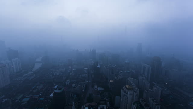 Shanghai-Stadt,-den-Sonnenaufgang,-Zeitraffer,-4-km