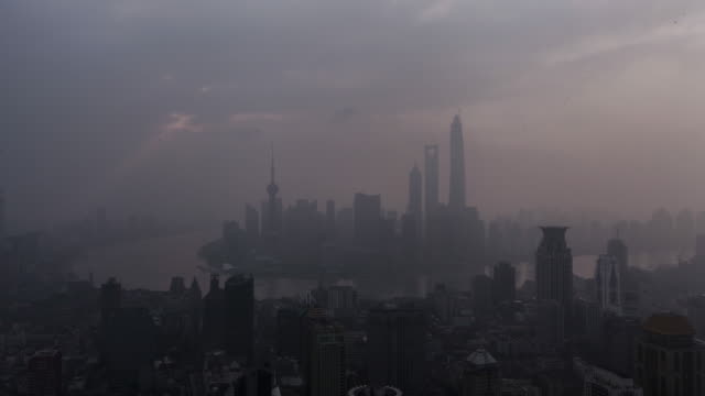 Shanghai-Stadt,-den-Sonnenaufgang,-Zeitraffer,-4-km