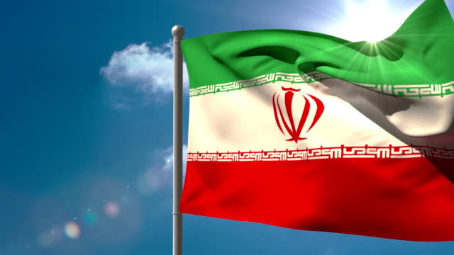 Iran-Flagge-winken-auf-auf-der-fahnenstange