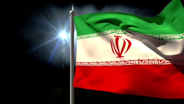 Iran-Flagge-winken-auf-auf-der-fahnenstange