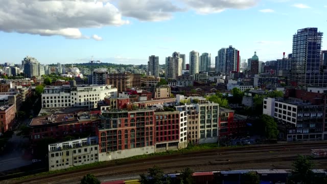 Landung-Luftaufnahmen-von-Vancouver-downtown-von-Nordseite
