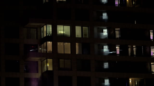 High-rise-hotel-building-at-night