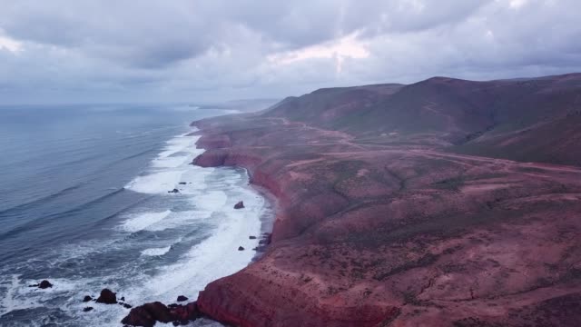 Aerial-view-on-Legzira-beach-at-sunset-in-Morocco