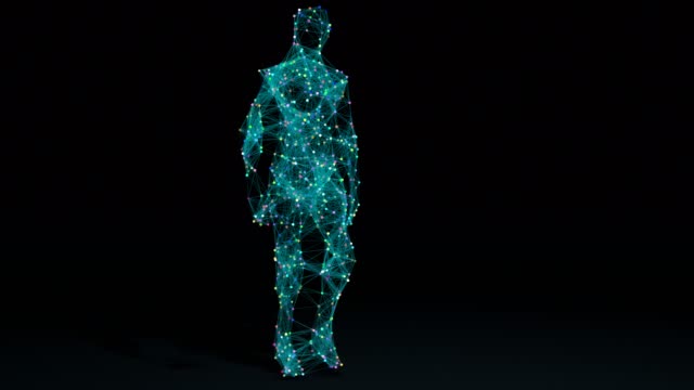 Man-walking-in-wireframe-drawing-with-data