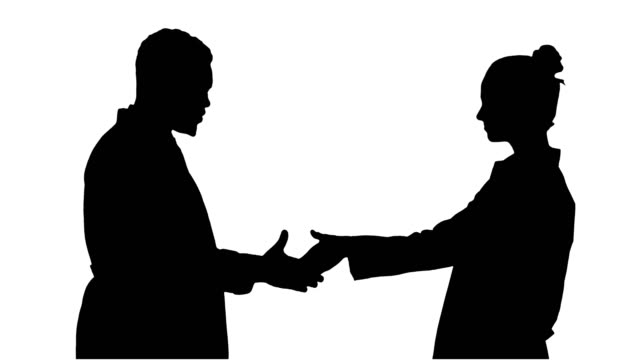 Silhouette-Two-young-doctor-shaking-hands