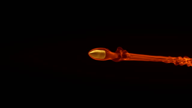 Animation-of-a-flying-bullet-with-fire-trail-on-black-background