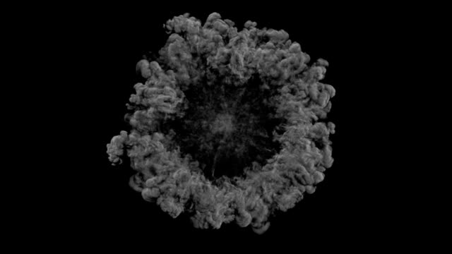 3D-Rauch-Explosionseffekt-Shockwave-und-divergierende-Welle-auf-schwarzem-Hintergrund-isoliert
