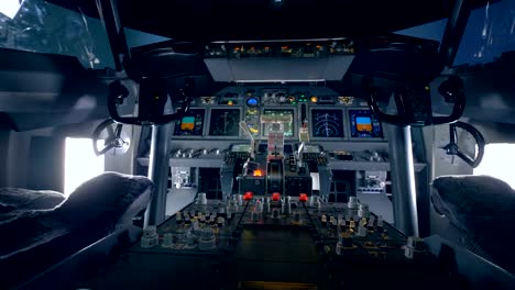 Funktionierende-leeren-Cockpit-eines-Flugzeuges