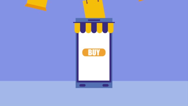 Smartphone-Online-shopping-Taschen-Symbol-Vektor-Illustration-kaufen