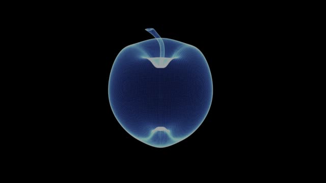 Manzana-del-holograma-de-una-giratoria-azul