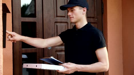 Delivery-Service.-Man-Delivering-Pizza-To-Clients-Home