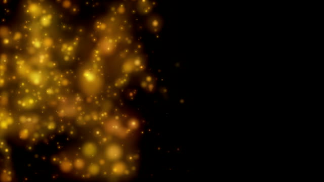 Gold-particles-horizontal-movement-background-animation-half-screen-with-blank-copy-space-at-the-side