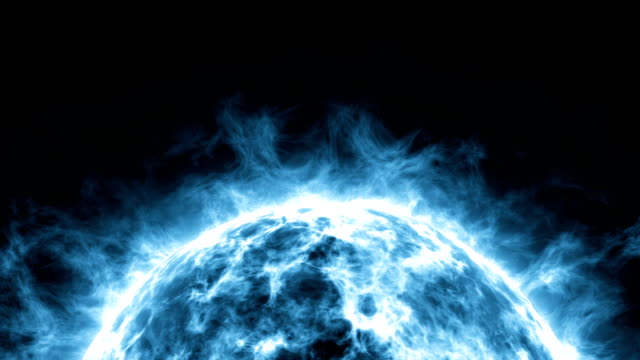 The-explosion-of-planet-surface-in-space-as-cold-flames-like-ball-burning-with-cold