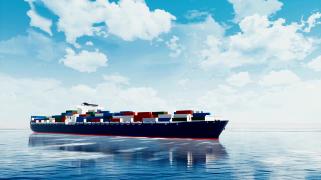Large-brandless-cargo-container-ship-in-ocean
