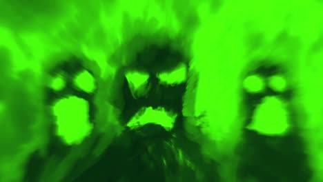 Gruseliges-Monster-Schatten-auf-grünem-Hintergrund
