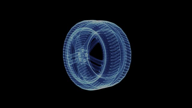 Hologramm-von-einem-rotierenden-Rad-Auto