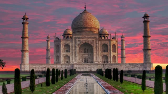 Hermoso-palacio-del-Taj-Mahal,-Agra,-India.