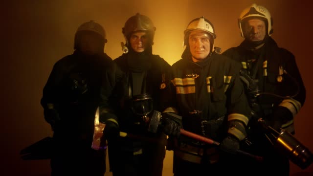 Firefighters-after-fire-extinguishing