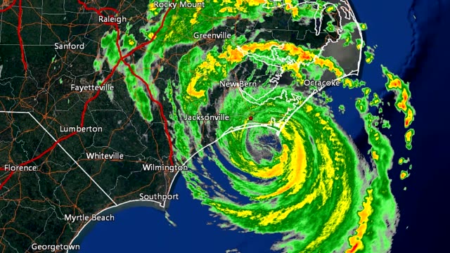Lapso-de-tiempo-de-huracán-Arthur-Landfall-Radar-de-Doppler.