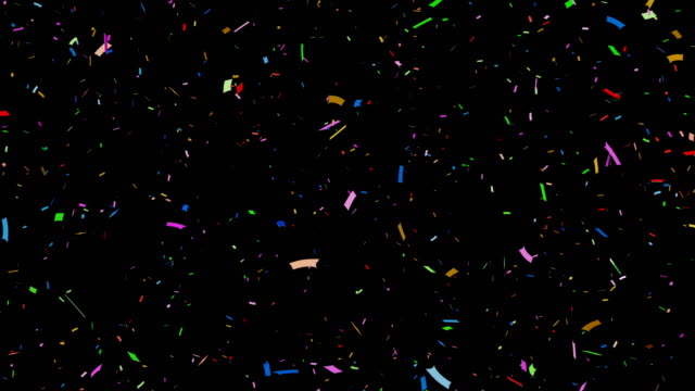 Multi-colored-confetti-falling-on-black.