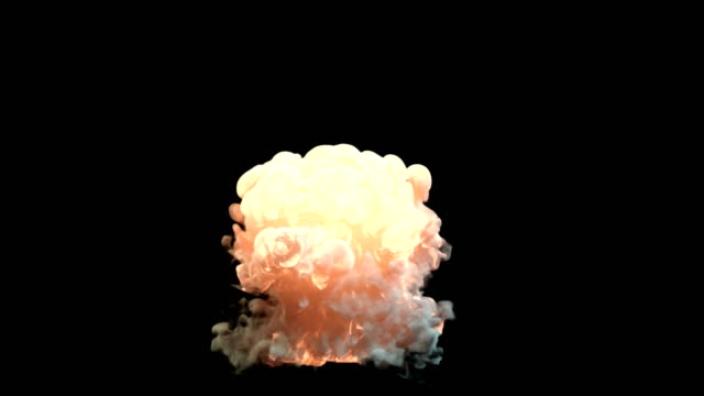 Explosion-with-smoke-and-fire-on-black