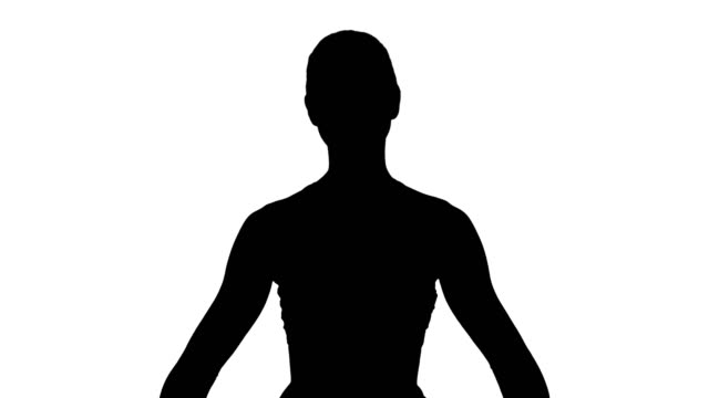 Silhouette-junge-attraktive-Frau-Yoga-zu-praktizieren,-sitzen-in-Gomukasana-Übung,-Kuh-Gesicht-Haltung,-beim-Fotografiertwerden