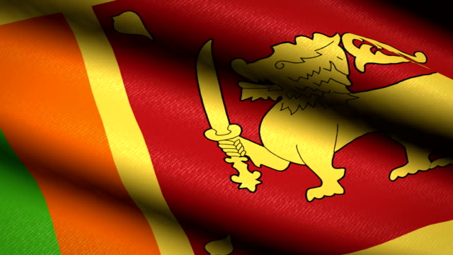 Sri-Lanka-Fahnenschwingen-Textile-strukturierten-Hintergrund.-Seamless-Loop-Animation.-Vollbild.-Slow-Motion.-4K-Video