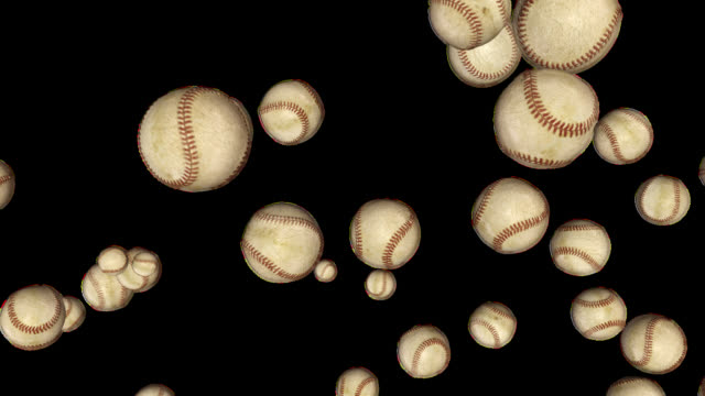 Baseball-balls-flying-in-slow-motion,-Alpha-Channel