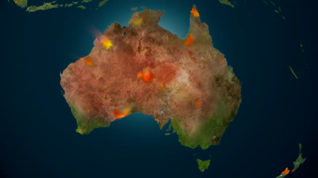 Australien-in-Brand,-4K-Animation.