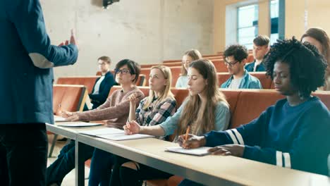 University-Professor-Holds-Lecture-to-a-Classroom-Full-of-Multi-Ethnic-Students.-Prominent-Lecturer-Teaching-Bright-Young-People.