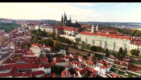 Panorama-of-Prague,-Prague-Castle-and-Vltava-River,-Czech-Republic,-Prague