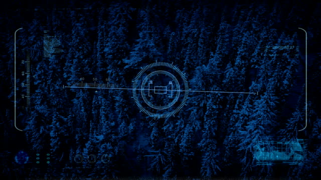 Drone-Hud-Display-Flying-Over-Snowy-Mountainside