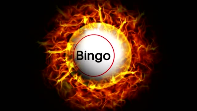 Fiery-BINGO-Text-Animation-in-Particles-Flames,-Rendering,-Background,-Loop