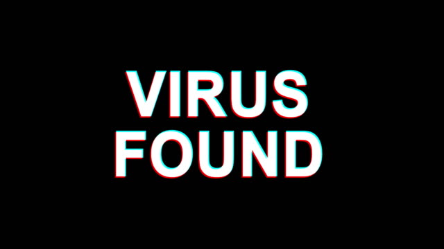 Virus-Found--Glitch-Effect-Text-Digital-TV-Distortion-4K-Loop-Animation